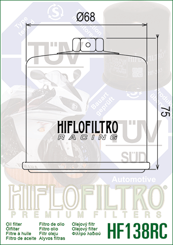 Filtro Olio Motore Racing Hiflo HF138RC